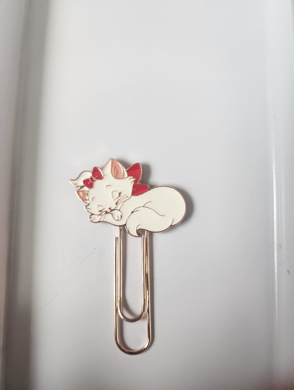 Cute White Cat Paperclip Bookmark with Pink Bow - Kids Accessories #32